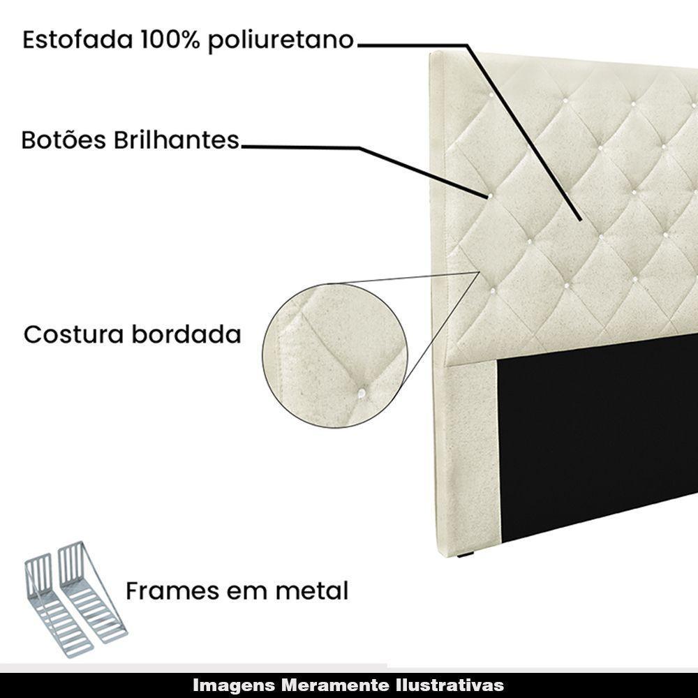 Cabeceira Decorativa Casal 1,40m Linho Natural - 4