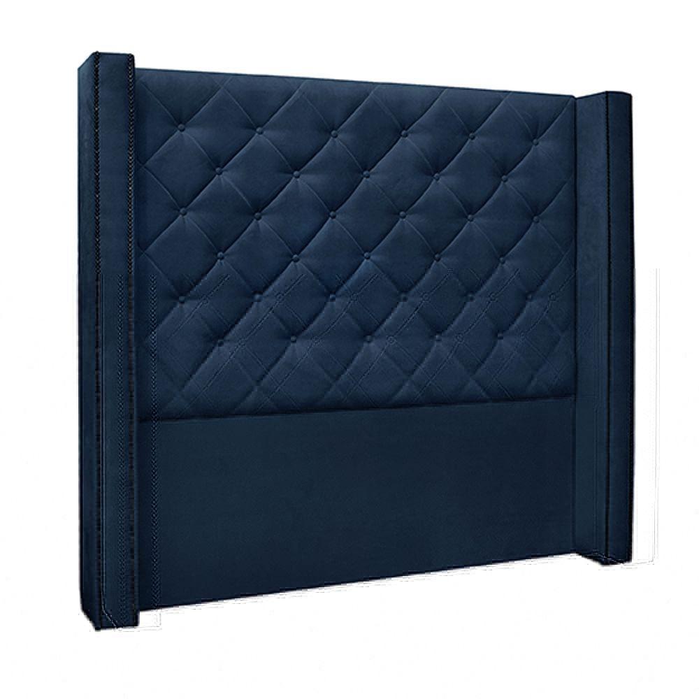 Cabeceira King Size 2,19m Loewe Suede Azul Marinho - 1