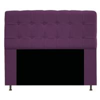 Cabeceira Estofada Mel 140cm Casal com Botonê Suede Roxo - 1