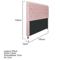 Cabeceira Estofada Cristal 195cm King Size Rosê - 3