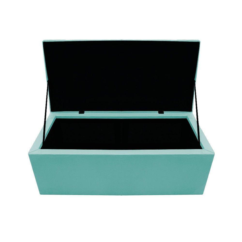 Kit Cabeceira e Calçadeira 90cm Solteiro Azul Tiffany - 2