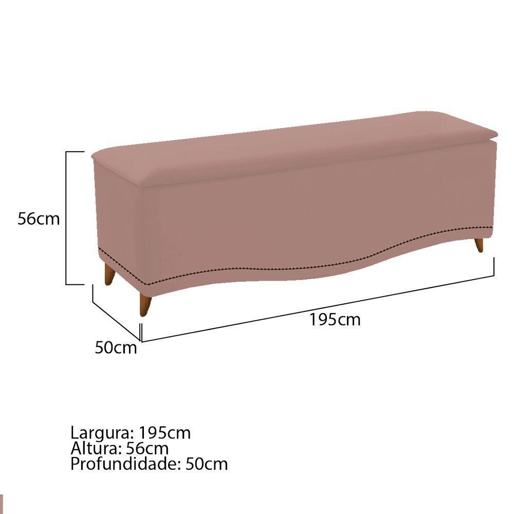 Kit Cabeceira e Calçadeira Yasmim 195cm King Size Suede Rosê - 10