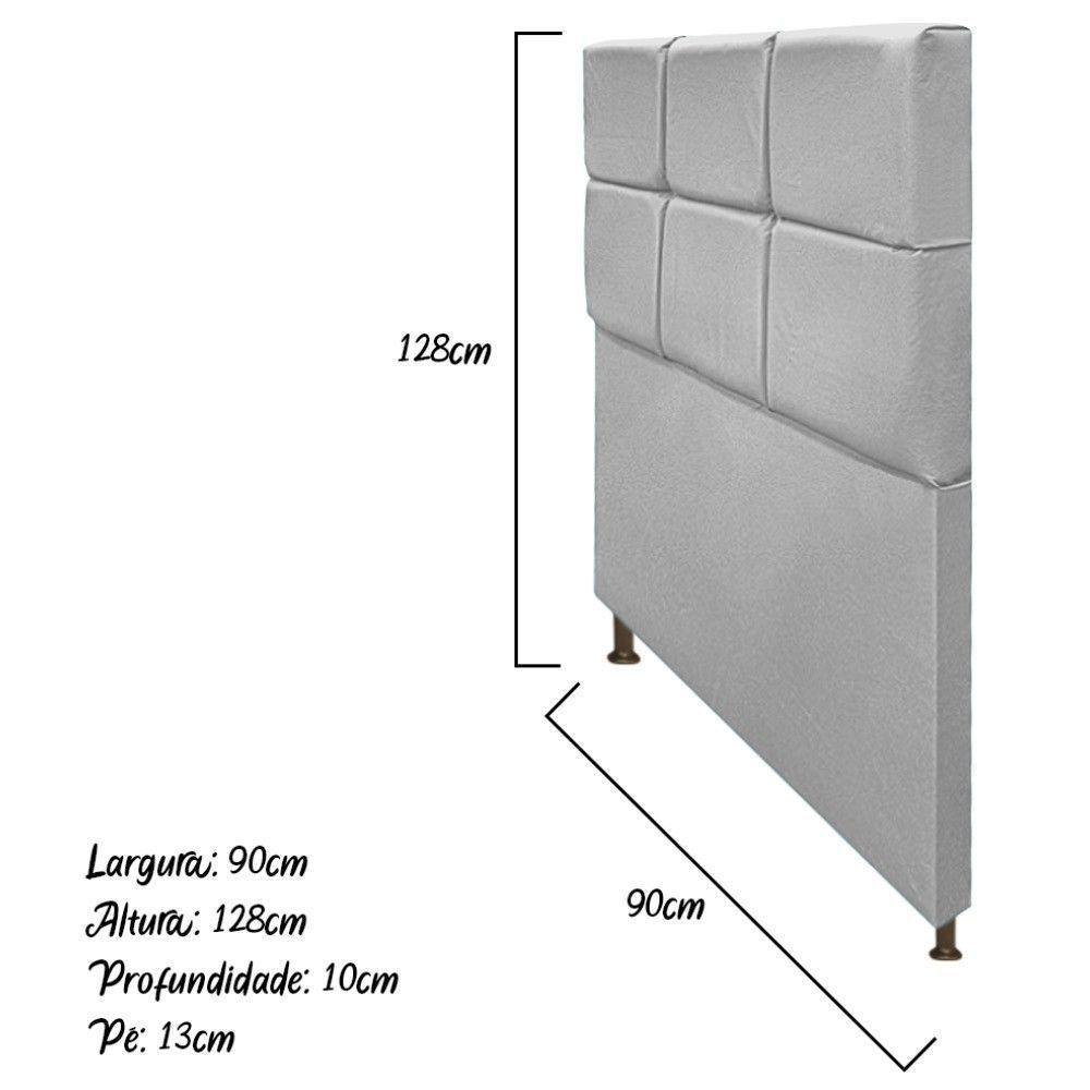 Cabeceira Estofada Damares 90cm Solteiro Botonê Suede Cinza - 2