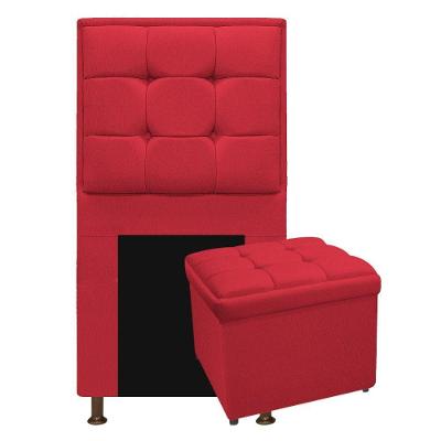 Kit Cabeceira Calçadeira Copenhague 100cm Solteiro Vermelho