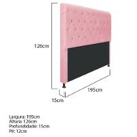 Cabeceira Estofada Cristal 195cm King Size Rosa Bebê
