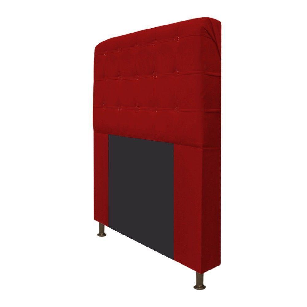 Cabeceira Estofada Dama 195 Cm King Size com Botonê Vermelho - 6