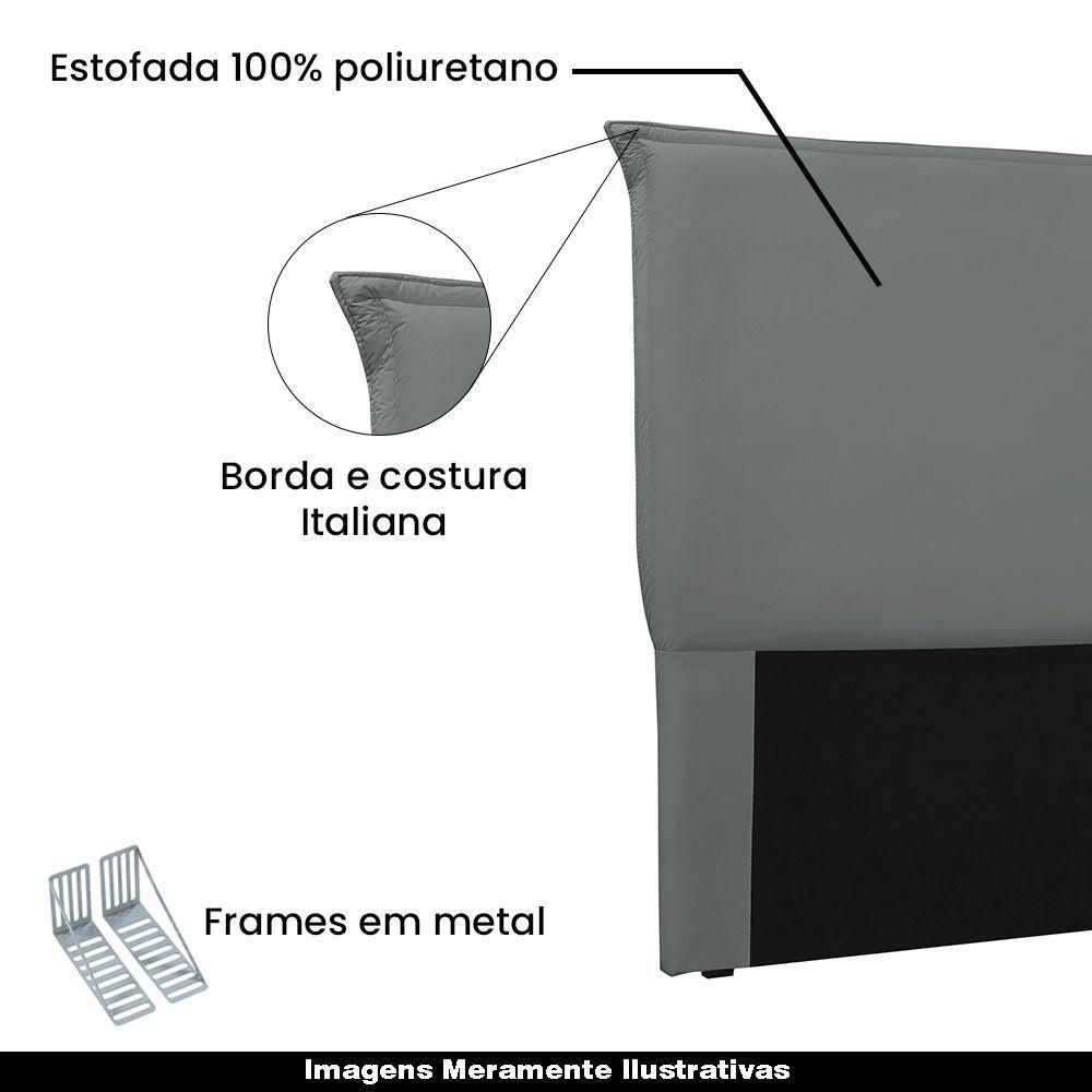 Cabeceira King Size 1,95m Trento Veludo Cinza Gran Belo - 5
