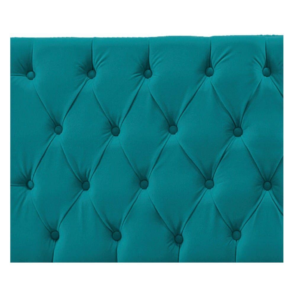 Cabeceira Sofia 160cm Queen Size Suede Azul Turquesa - 2
