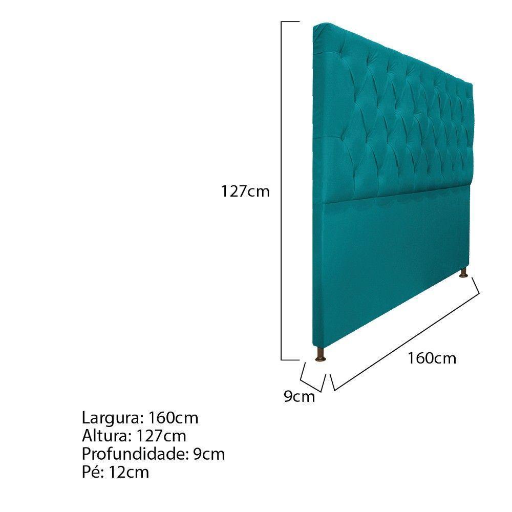 Cabeceira Sofia 160cm Queen Size Suede Azul Turquesa - 7
