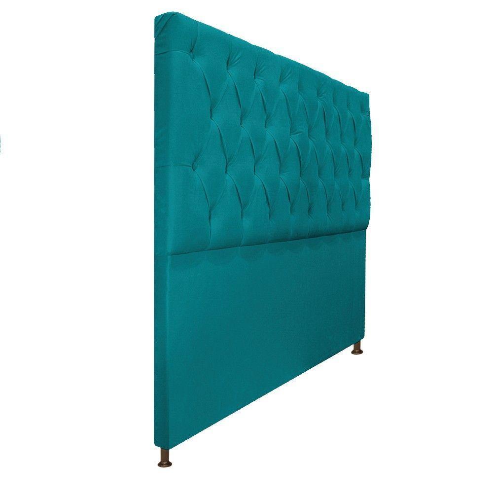 Cabeceira Sofia 160cm Queen Size Suede Azul Turquesa - 9