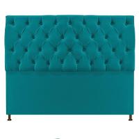 Cabeceira Sofia 160cm Queen Size Suede Azul Turquesa - 1