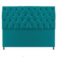 Cabeceira Sofia 160cm Queen Size Suede Azul Turquesa - 10