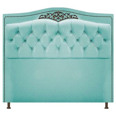 Cabeceira Estofada Yasmim 90cm Solteiro Suede Azul Tiffany