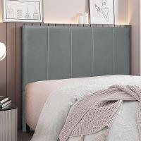 Cabeceira Casal 1,40m Erza Veludo Cinza Gran Belo - 2