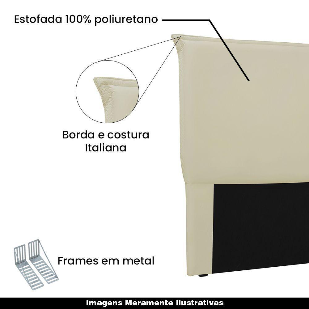 Cabeceira Casal 1,40m Trento Veludo Bege Gran Belo - 4