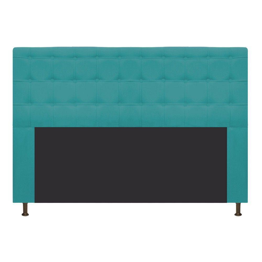 Cabeceira Estofada Dama 160Cm Queen Size Suede Azul Turquesa - 1