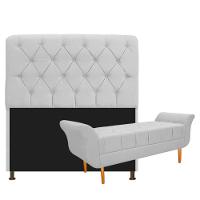 Kit Cabeceira e Recamier 195 Cm King Size Suede Branco - 2