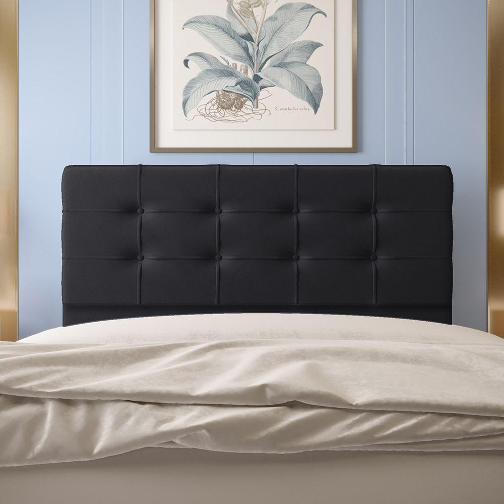 Cabeceira Casal 1,60m Atenas Suede Preto Dal Poz Estofados - 1