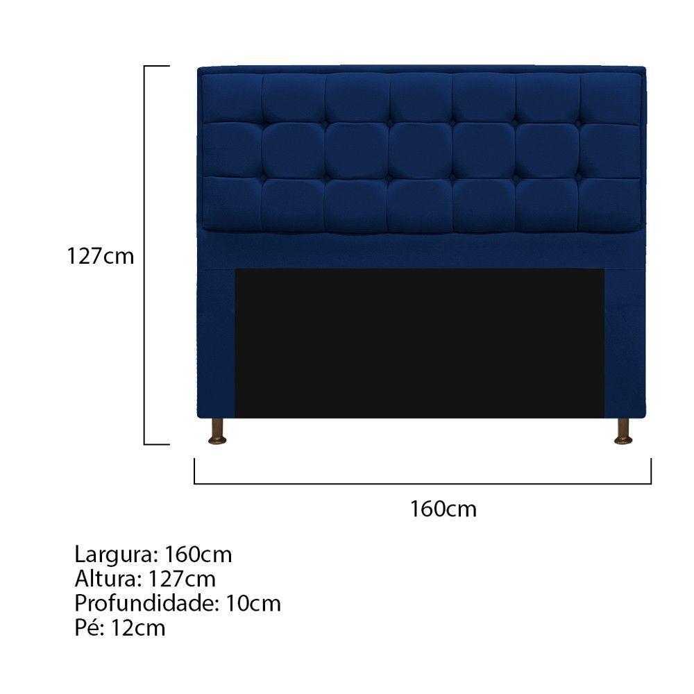 Cabeceira Copenhague 160cm Queen Size Suede Azul Marinho - 2