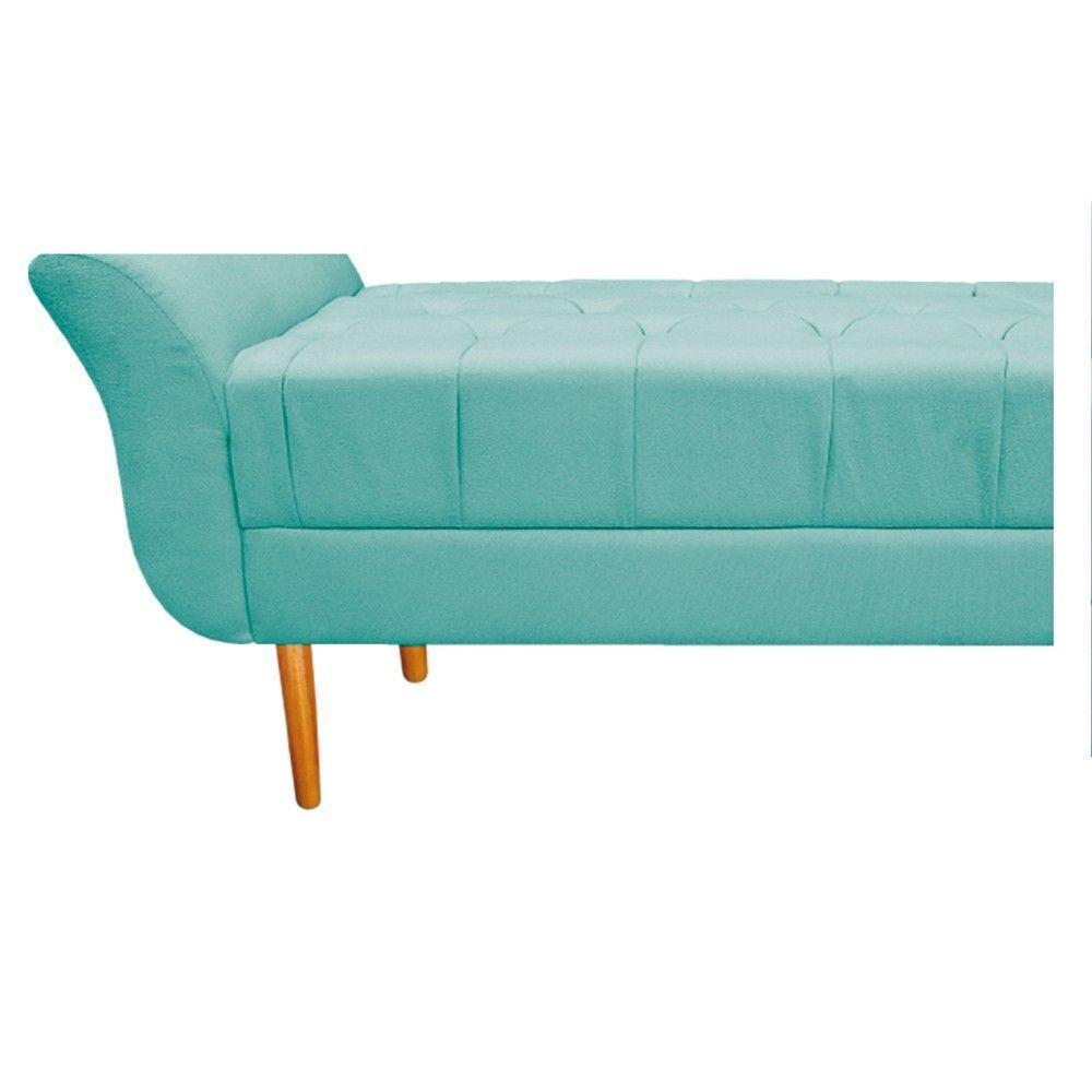 Kit Cabeceira e Recamier 140 Cm Casal Suede Azul Tiffany - 3