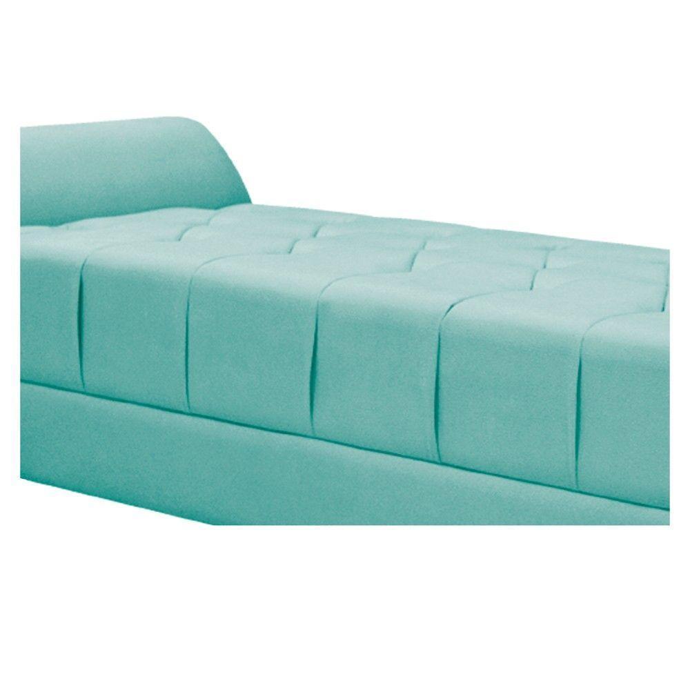 Kit Cabeceira e Recamier 140 Cm Casal Suede Azul Tiffany - 6