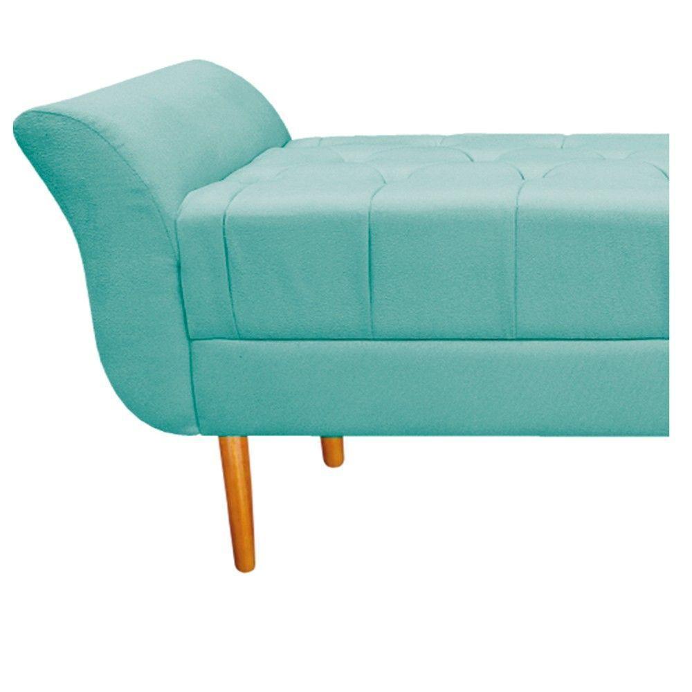 Kit Cabeceira e Recamier 140 Cm Casal Suede Azul Tiffany - 10