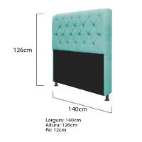 Kit Cabeceira e Recamier 140 Cm Casal Suede Azul Tiffany