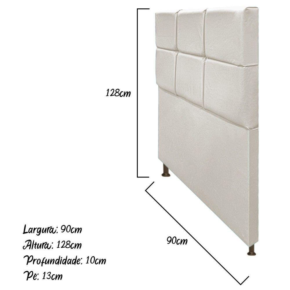 Cabeceira Estofada Damares 90cm Solteiro Botonê Suede Bege - 3