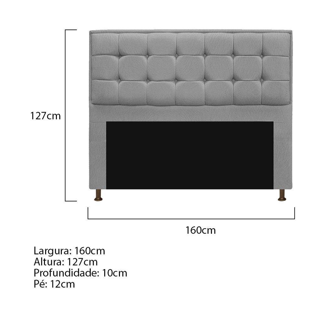 Cabeceira Copenhague 160cm Queen Size Suede Cinza - 2