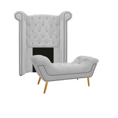 Kit Cabeceira e Calçadeira Veneza 100cm Solteiro Suede