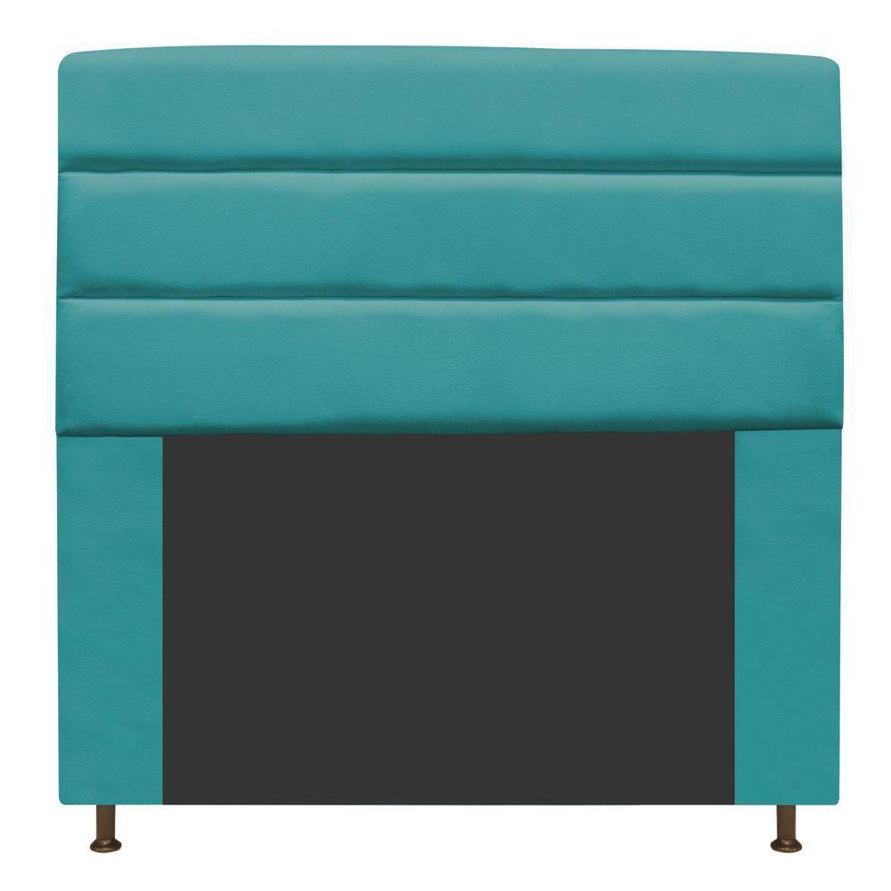 Cabeceira Estofada Turim 195cm King Size Suede Azul Turquesa - 1
