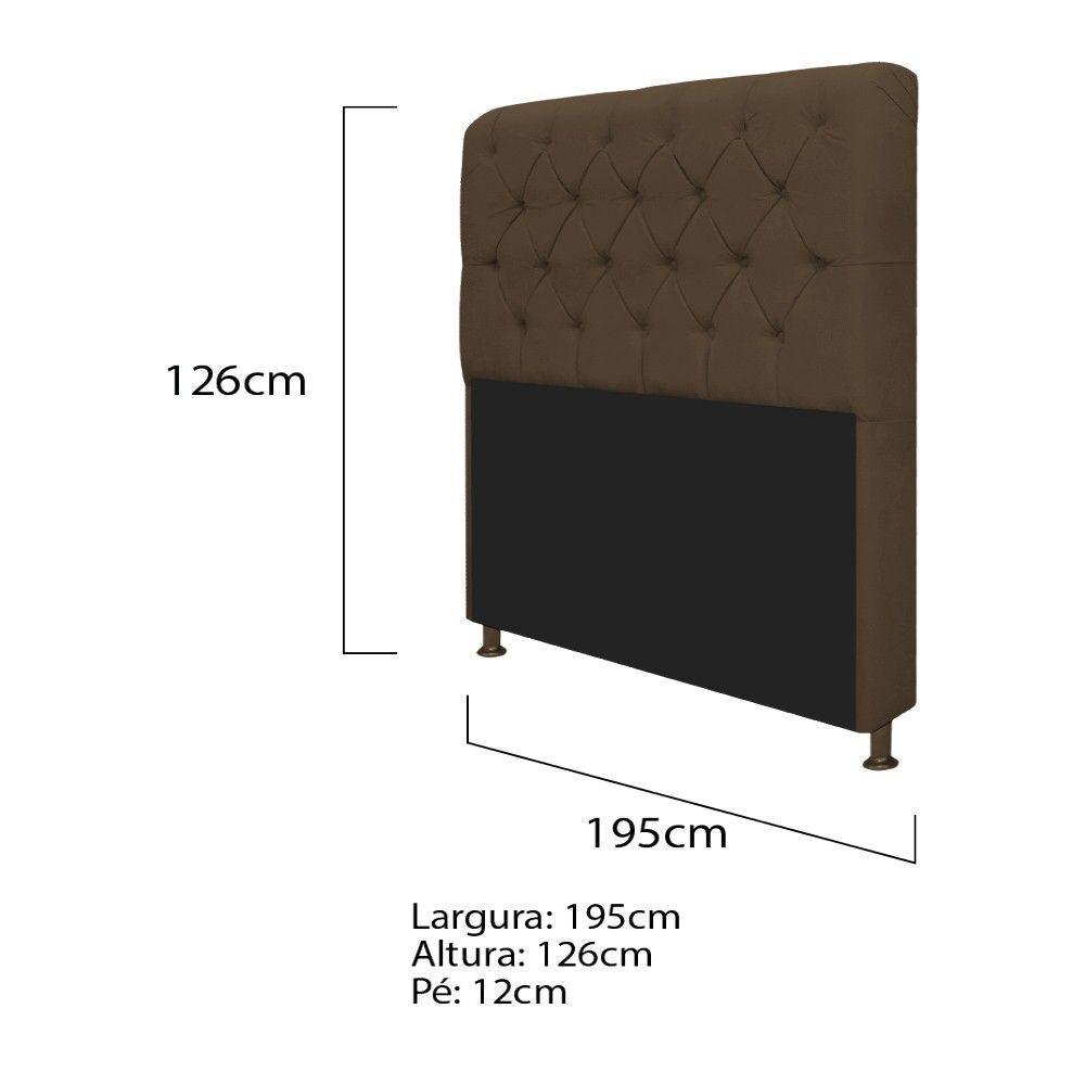 Kit Cabeceira e Recamier 195 Cm King Size Suede Marrom - 9