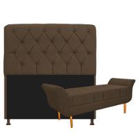 Kit Cabeceira e Recamier 195 Cm King Size Suede Marrom - 1