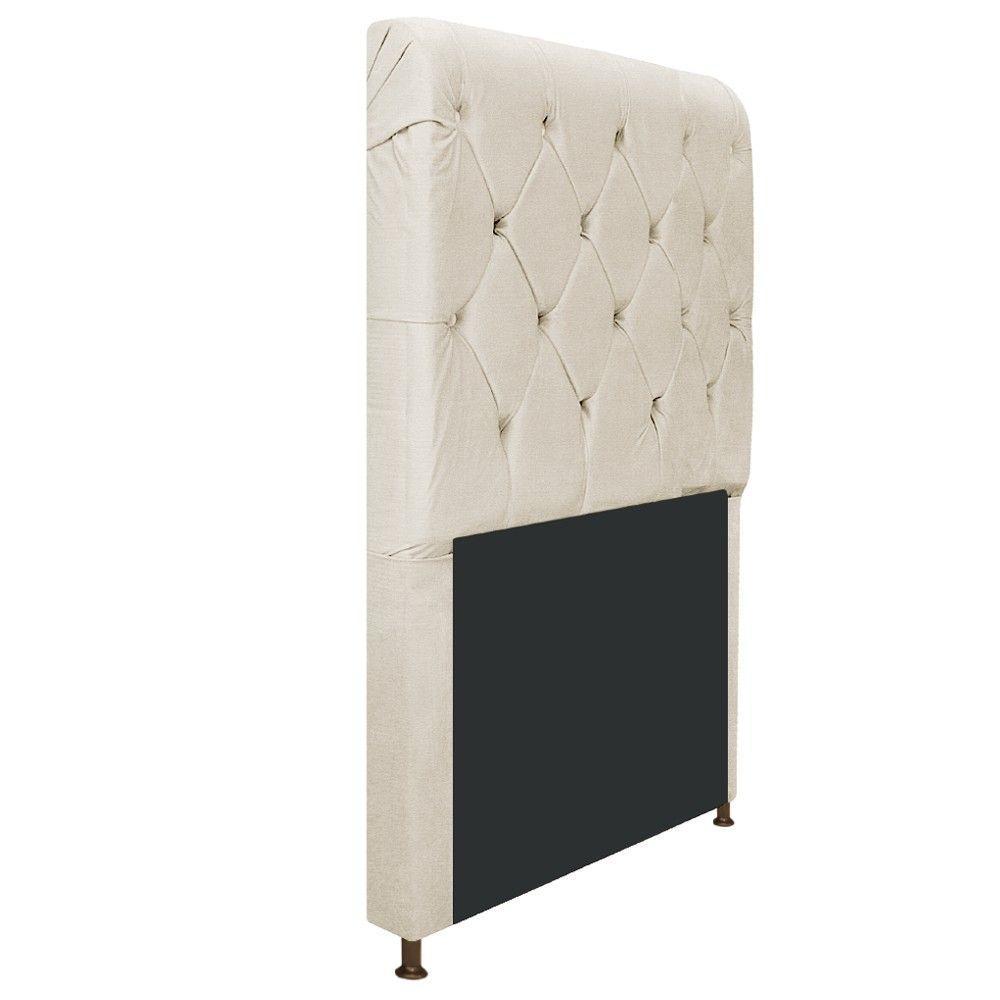 Cabeceira Estofada Cristal 100 Cm Solteiro Com Capitonê Bege - 5