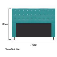Cabeceira Estofada Dama 195 Cm King Size Suede Azul Turquesa - 6