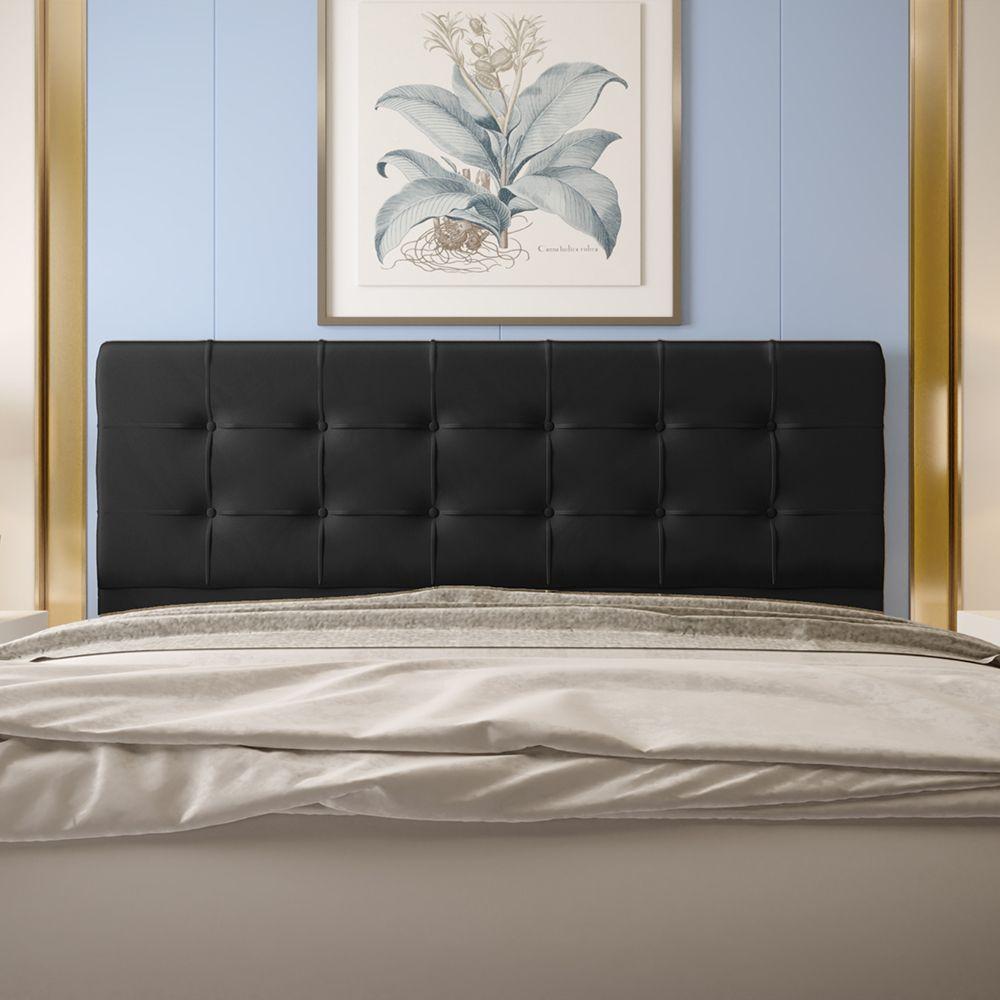 Cabeceira Casal 1,95m Atenas Suede Preto Dal Poz Estofados - 1