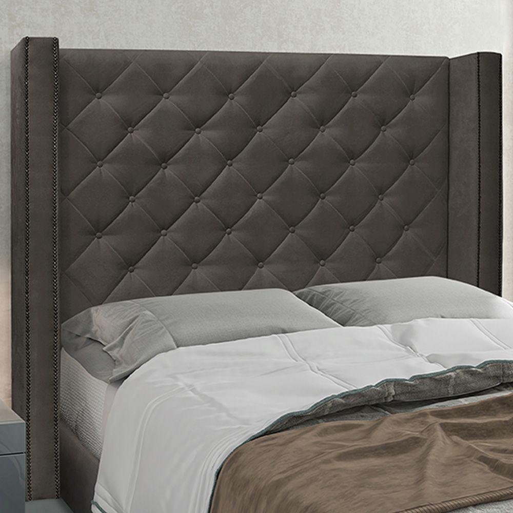 Cabeceira King Size 2,19m Loewe Suede Cinza - Gran Belo - 3