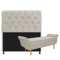 Kit Cabeceira e Recamier 195 Cm King Size Suede Bege - 11