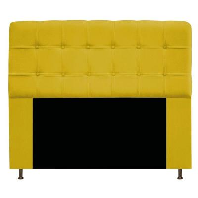 Cabeceira Estofada 140 Cm Casal com Botonê Suede Amarelo