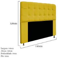 Cabeceira Estofada 140 Cm Casal com Botonê Suede Amarelo - 2