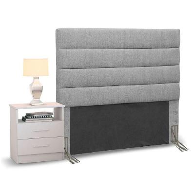 Cabeceira Solteiro 90cm Cinza e 1 Mesa de Cabeceira Branco