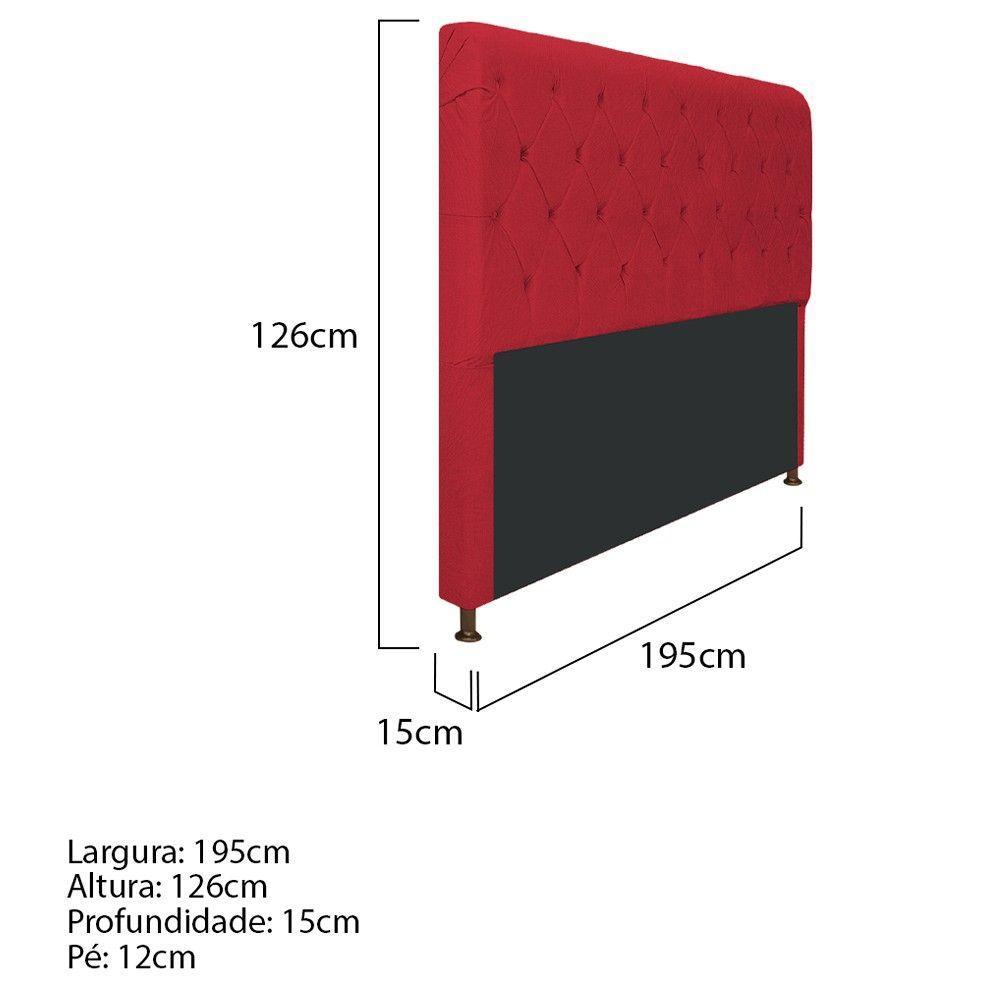 Cabeceira Estofada Cristal 195cm King Size Vermelho - 7