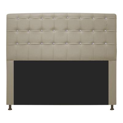 Cabeceira Estofada Dama 195 Cm King Size com Strass Bege