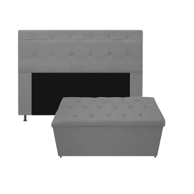 Kit Cabeceira E Calçadeira 140 Cm Casal Cinza