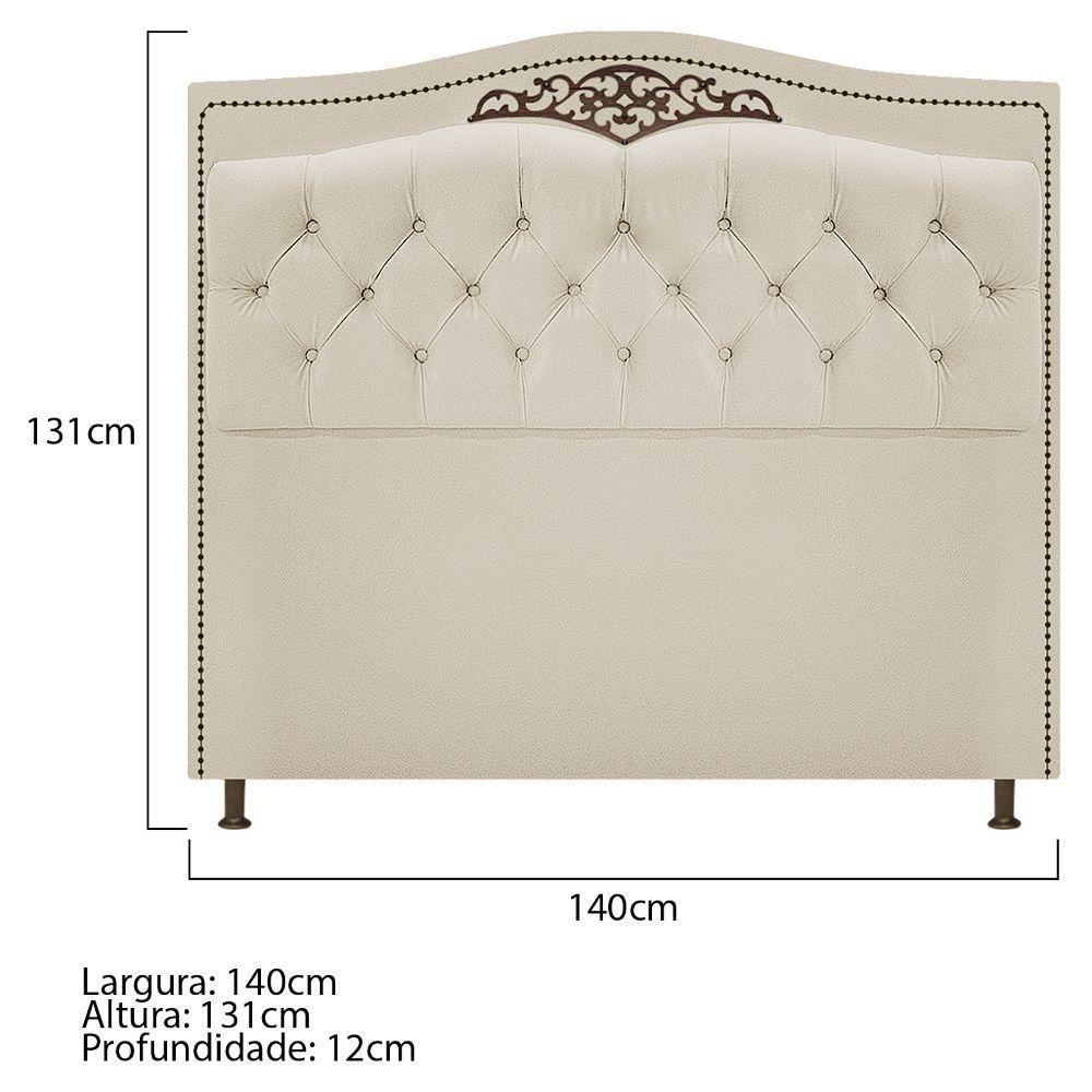 Kit Cabeceira e Calçadeira Yasmim 140cm Casal Corano Bege - 5