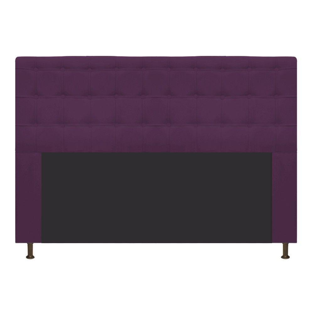 Cabeceira Estofada Dama 160 Cm Queen Size com Botonê Roxo - 1