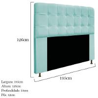 Cabeceira Estofada Mel 195 Cm King Size Suede Azul Tiffany - 6
