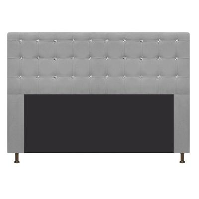 Cabeceira Estofada Dama 195 Cm King Size com Strass Cinza