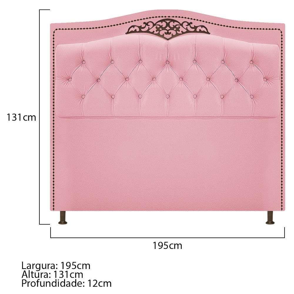 Kit Cabeceira e Calçadeira Yasmim 195 cm King Size Rosa Bebê - 2