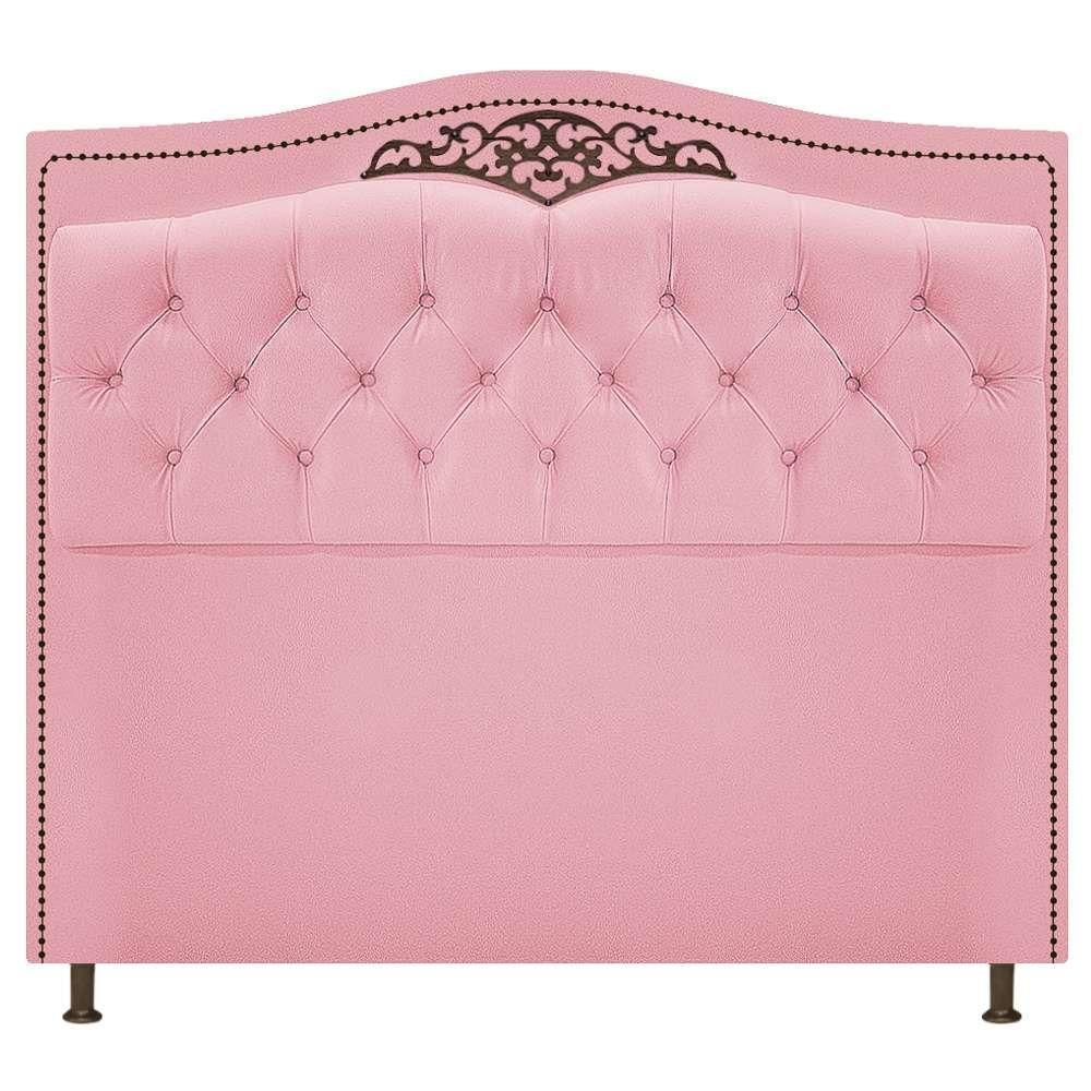 Kit Cabeceira e Calçadeira Yasmim 195 cm King Size Rosa Bebê - 4